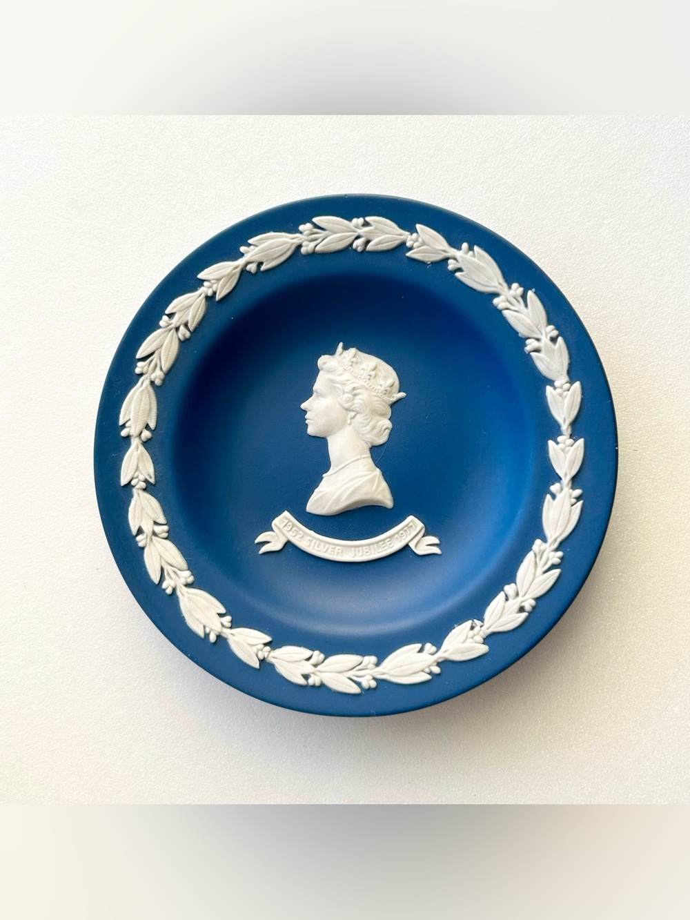 Vintage Wedgwood Blue and White Commemorative Jasperware Trinket Dish